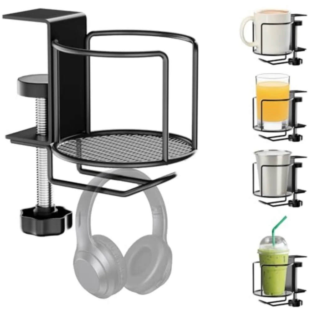 2-in-1 Adjustable Desk Cup Hol - Headphone Stand Desk 评论和价格