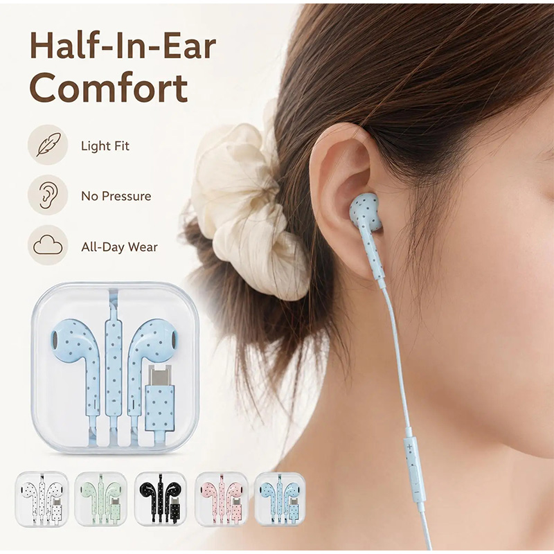 Type C Earphones Polka Dot Sta - Usb C Earphone 评论和价格