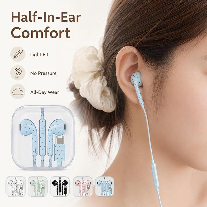 Cute Polka-dot Star Type C Ear - Usb C Earphone 评论和价格
