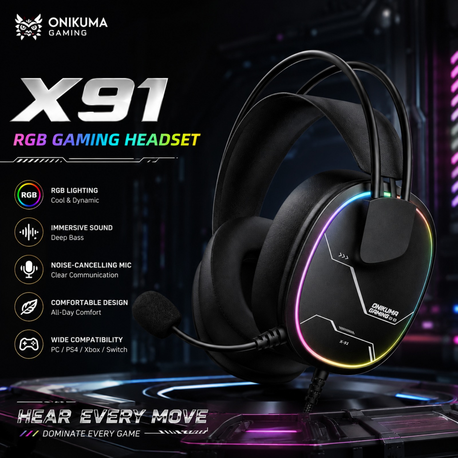 ONIKUMA X91 Wired Gaming Heads - Wired Earphone Mic 评论和价格